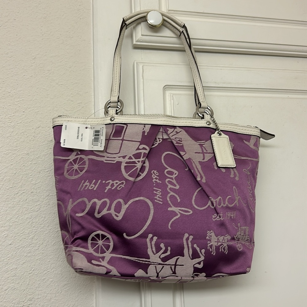 Coach Purse Y2K NWT authentic 2000s amethyst purple white HAC Tote shoulder bag